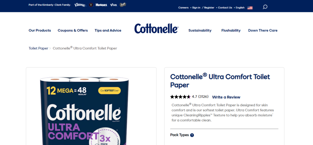 2. Cottonelle Ultra ComfortCare