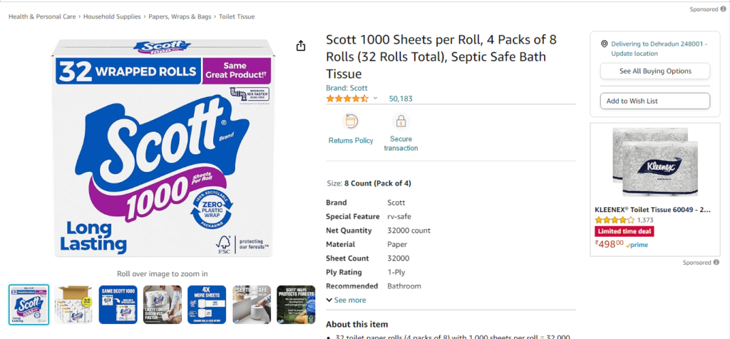 5. Scott 1000 Sheets Per Roll Toilet Paper (Best Toilet Paper In The World)