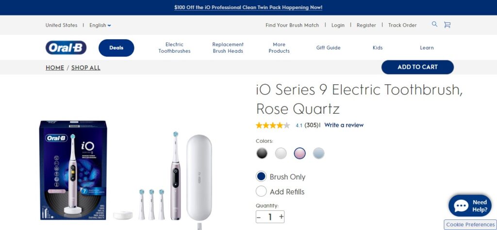 1. Oral-B iO Series 9 (Best Electric Toothbrush)