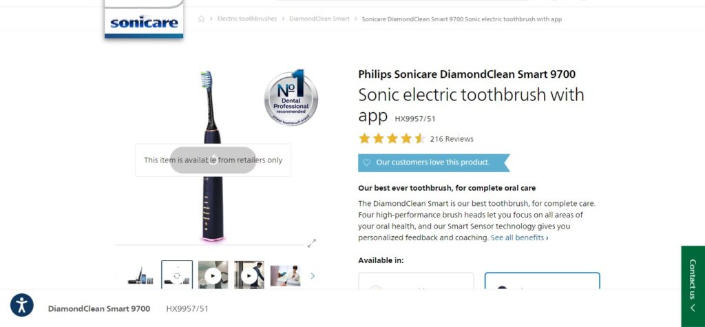 2. Philips Sonicare DiamondClean Smart 9700